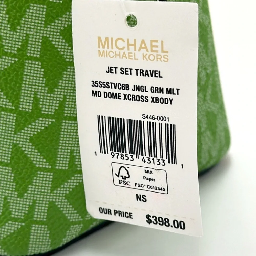 Michael Kors Jet Set Travel Color-Block Signature Logo Crossbody Bag Jangle Gree